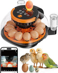 WiFi Egg Incubator with 1080P Camera, App Control, Automatic Turning & Water Filler for Hatching Eggs with Candler, Smart Incubator for 6-12 Chicken, Quail, Pigeon Eggs