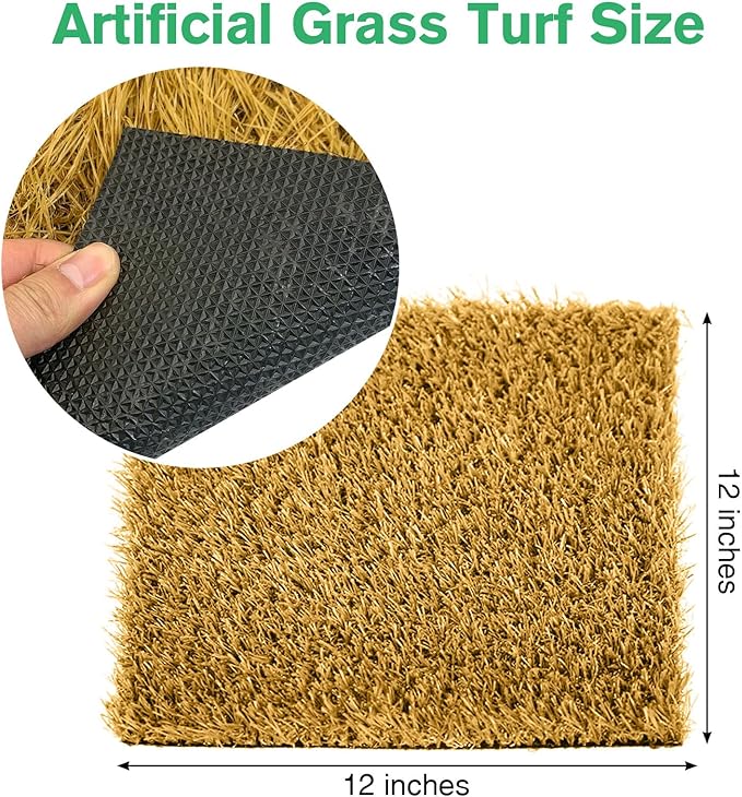 Hamiledyi 4 Pcs Chicken Nesting Pads Artificial Grass Rug Carpet Synthetic Turf Mat 12"x12" Washable Chicken Coop Bedding Laying Garden Lawn Indoor/Outdoor Bedding for Chicken Hen Small Pets(Brown)
