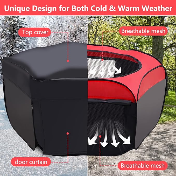 Brooder Box for Chick, Portable Baby Chicken Coop with Double Door and Zippered Cover, Small Animal Playpen Brooding Up to 15 Chicks, Ducklings, Waterproof Breathable Poultry Habitat Supplies