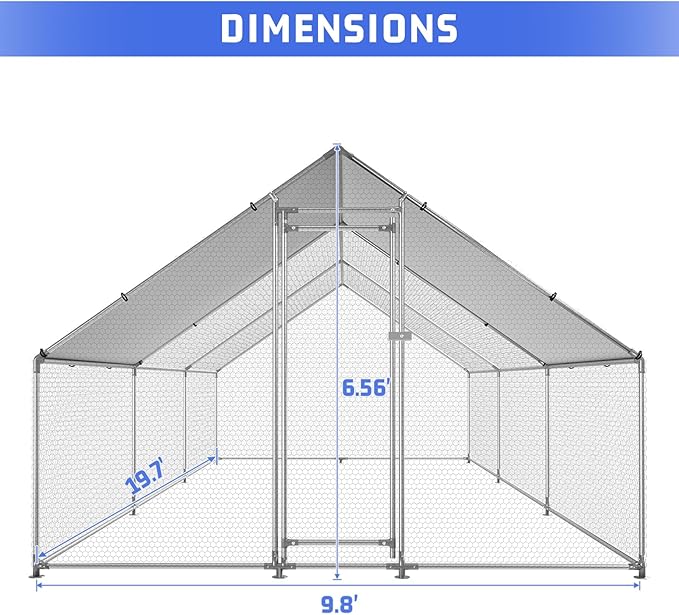 Large Metal Chicken Coop Chicken Pen Walk-in Poultry Cage with Water-Resident and Anti-UV Cover Chicken Runs for Yard with Cover Duck Rabbit Dog House Outdoor