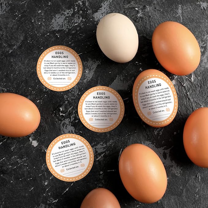 Colarr 500 Pcs Farm Fresh Eggs Carton Labels Stickers 2 Inch Easter Egg Care Self Adhesive Writable Handling Stickers Bulk Chicken Packaging Decal Sign for Chicken Quail Farmhouse Spring Holiday