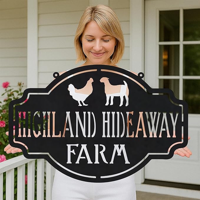 Farmhouse Style Custom Chicken Coop Metal Sign Hen House Name Plaque Rustic Barnyard Wall Hanging Decoration Personalized Poultry Backyard Art Unique Gift for Farmers Homesteaders and Chicken Keepers