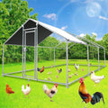 Large Metal Chicken Coop, Chicken Runs for Yard with Cover Walk-in Poultry Cage for 10 20 Chickens, Chicken Pen Duck Coop Hen House with Water-Resident Top and Feeding Door 19.2Lx9.84Wx6.6H FT
