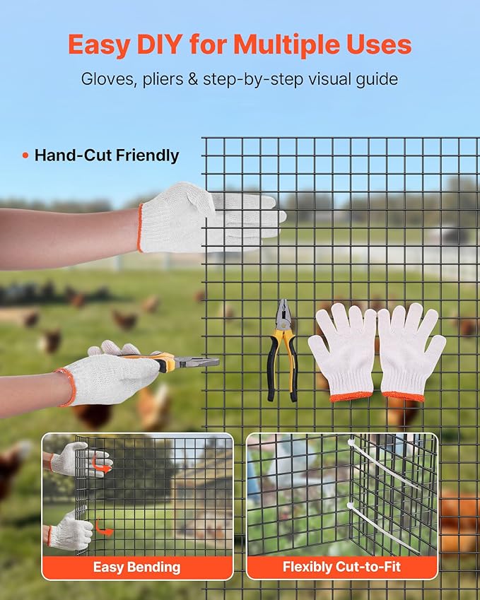 VEVOR Hardware Cloth 60 in x 50 ft, 1/2 in 19 Gauge Galvanized Wire Mesh Roll, Weather-Resistant Vinyl Coated Chicken Wire Fencing, Heavy Duty Welded Garden Plant Fencing for Rabbit Cage Snake Fence