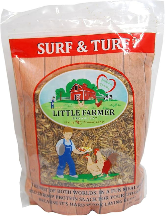 Surf & Turf | Dried River Shrimp & Mealworm Chicken Treat Premium Poultry Mix | 3 lb