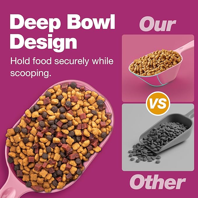 Pet Food Scoop 2 Pack, Dog Cup Capacity Cat Food Scooper With Measuring Lines For Dog, Puppy and Cat Coffee Bean, Flour Scoop Pink