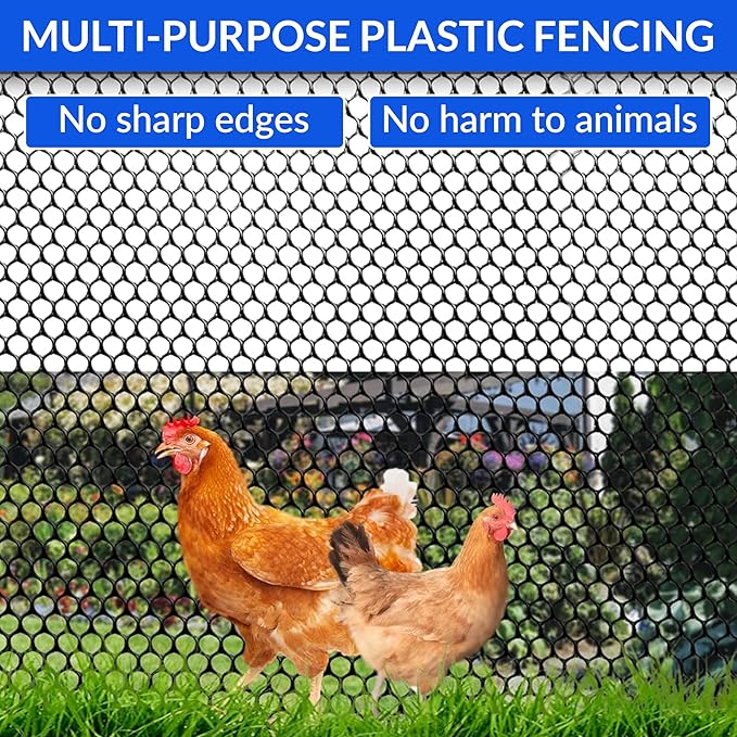 Plastic Wire Mesh Fence 15.7" x 31 ft – Chicken Wire Fencing for Dogs, Rabbits & Poultry – Snake Barrier & Fence for Balcony – Includes 10 Pegs & 15 Zip Ties – Durable, Weatherproof & Easy to Install