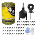 Upgraded Electric Fence Poly Wire 330 Feet 100 Meters and 50 Pcs Black Electric Fence Insulator Screw-in Insulator Fence Ring Wood Post Insulator