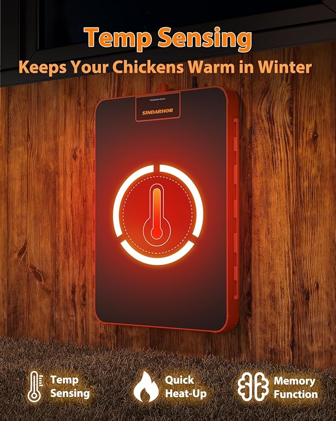 Chick Brooder Box Heat Plate,Chicken Coop Heater with Temperature Sensor - Heating Panel for Baby Chicks - Chickens Warmer for Winter - Radiant Heaters Brooding for Outdoor Poultry (Orange)