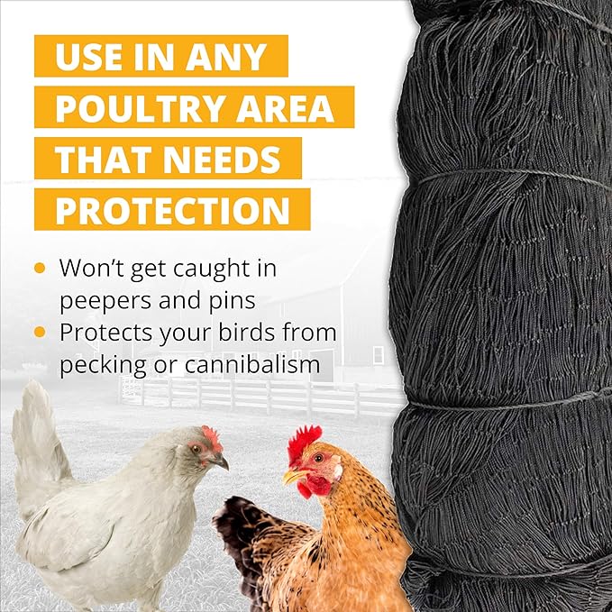 Stromberg’s 2” Mesh Heavy Duty Knotted Aviary Netting, UV Resistant Polyethylene Fiber for Game Birds, Pheasants & Poultry, 85 Lbs Break Strength Durable Against Weather and Predators