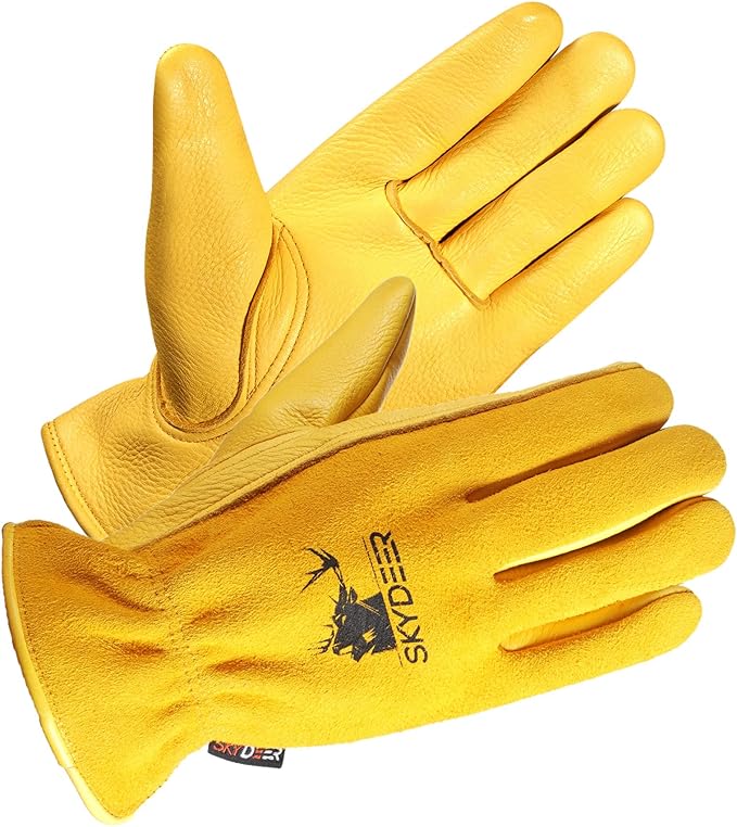 SKYDEER Full Grain Deerskin Leather Gloves for Men and Women, Extra Soft and Hands Protection, 3D Ergonomic Design (SD2210)