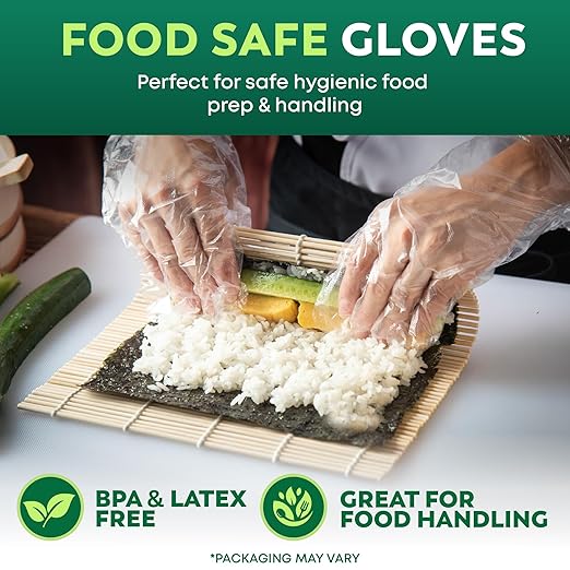 Keppi 600 Pack Disposable Gloves Medium – Food Safe, Clear, Plastic. Perfect for Cooking, Food Prep, Cleaning & Serving – BPA & Latex Free, Food-safe Single-Use HDPE Gloves