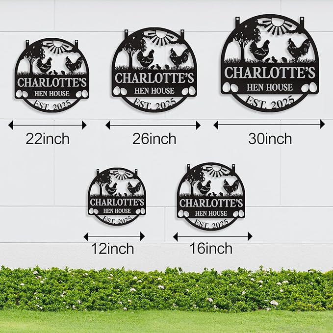 Personalized Chicken Coop Signs, Metal Funny Farm Decor, Chicken Coop Accessories, Metal Outdoor Wall Art, Custom Hen House Sign, Rustic Farmhouse Wall Decor for Farm Yard Garden Color01