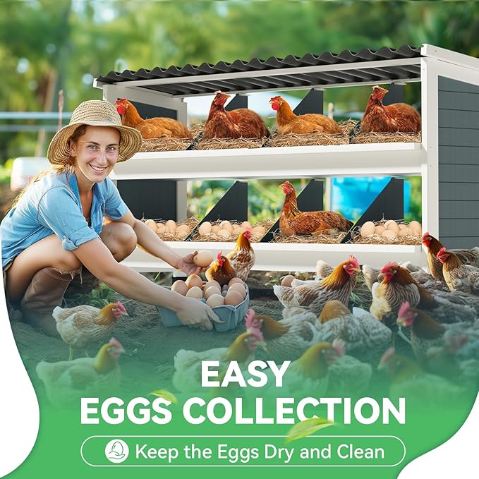 Chicken Nesting Boxes,8 Compartments Wooden Nesting Boxes for Chickens,Laying Boxes for Hens Ducks Poultry Protect Eggs Chicken Coops Easy Egg Collection (8 Hole)