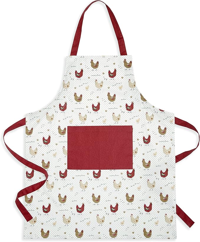 Cackleberry Home Farmhouse Chicken Cotton Bib Apron Pocket Adjustable Strap