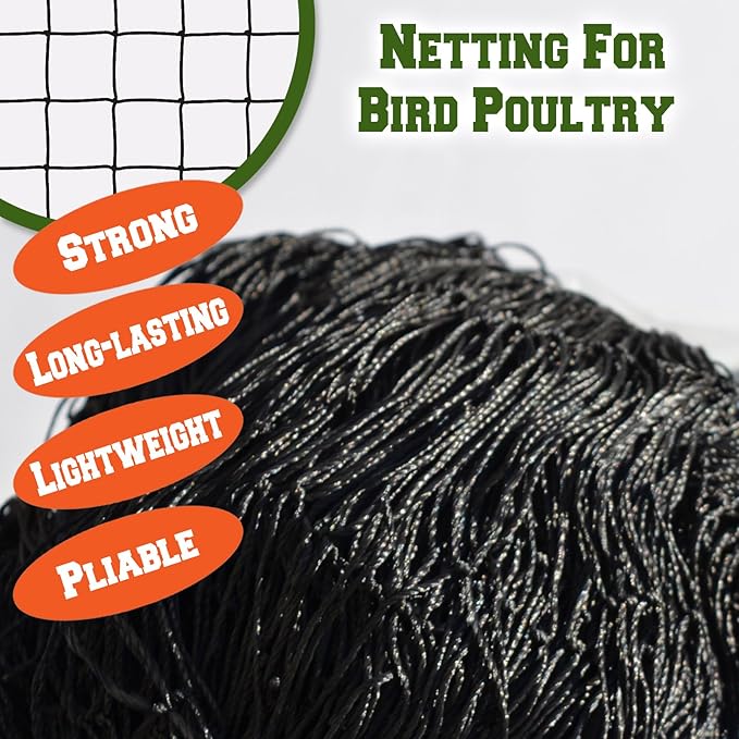 BenefitUSA Stronger Bird Netting Fruit Tree Protective Net Bird Net Pens Avaiary Game Poultry Mesh Black (28' X 28')