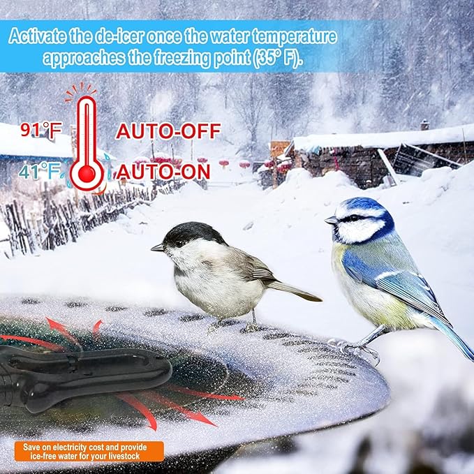 500W De-icer Submergible Bird Bath Heater Aluminum Cast for Livestock Poultry Horses, Cows, Birds, Wildlife Drinking Indoor Outdoors in Winter with 9.8 Foot Cord Birdbath Water Heater