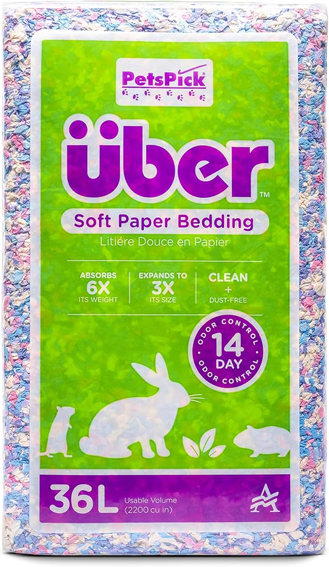 PETSPICK Uber Soft Paper Pet Bedding for Small Animals, Confetti, 36L