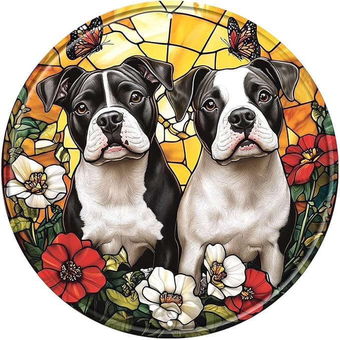 Dog Round Metal Tin Sign Wreath Vintage Wall Art Decor for Home Garden Yard Decor 12x12inch