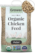 Mile Four Organic Chicken Feed (46 lbs) Grower Pellet, Non-GMO, USA Grown, 18% Protein, Corn-Free, Soy-Free, Non-Medicated Feed for Chickens