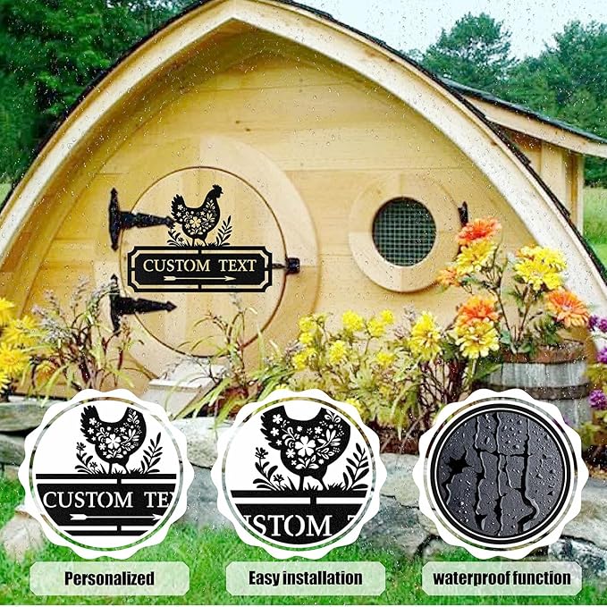 Custom Chicken Coop Signs, Personalized Funny Chicken Coop Signs, Custom Metal Farm Signs for Outdoor, Chick Hen House Sign Funny Farmhouse Outside Wall Decor Gift