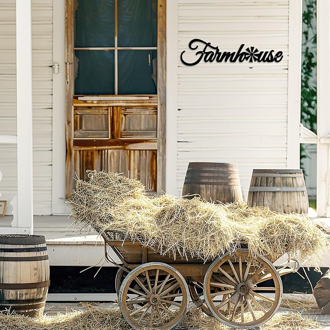 Metal Farmhouse Signs with Windmill, Rustic Farmhouse Letters Sign Wall Art for Living Room Kitchen Entryway Dining Room Bedroom 4.1x16 inches