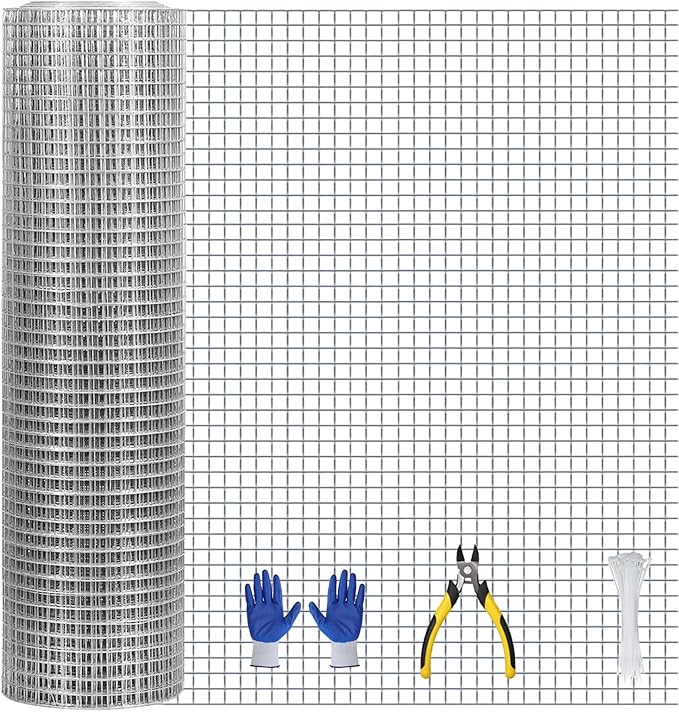 Hardware Cloth, 1/2 inch 24inx50ft 21GA Hot-dip Galvanized Wire Mesh, Wire Fence, Chicken Wire Mesh,Poultry Farming, Garden Fence,Wire Mesh, Tree Protection, Gopher Wire, Rabbit Wire.