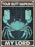 Funny Crab Bathroom Sign Crab Posters Your Butt Napkins My Lord Vintage Signs Man Cave Decorations Bathroom Wall Art Metal Decor 12X16Inch