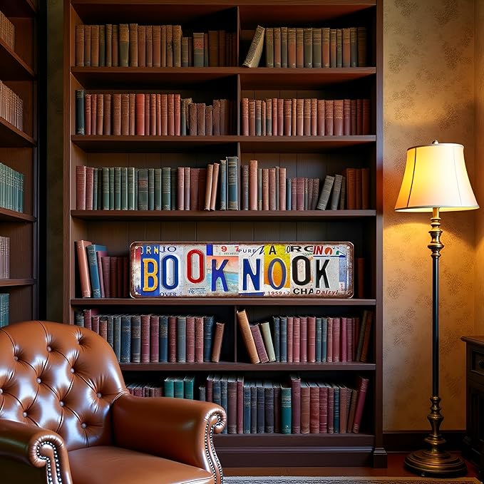Vintage Book Nook Decor Bookshelf Decor Metal Tin Signs Library Street Sign Gift For Book Lover Reader Books Read This Year Counter 16 X 4 Inches