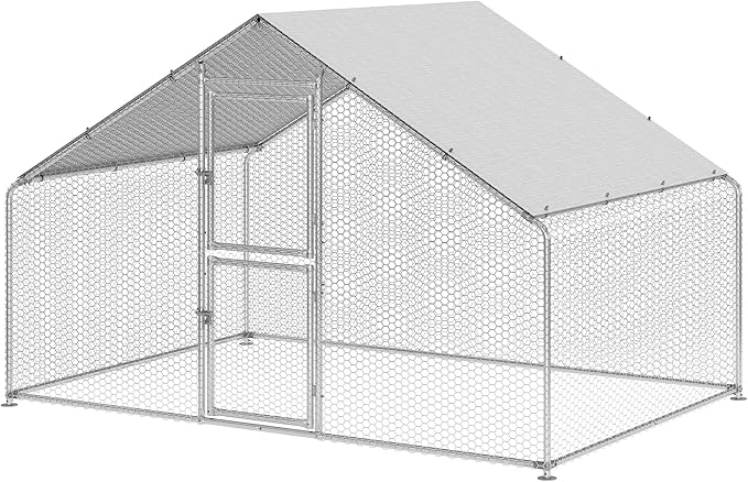 YITAHOME Large Chicken Coops for 6/10 Chickens, Metal Chicken Run Chicken House, Poultry Cage with Waterproof Cover for Goose Rabbits Ducks, Chicken Runs for Yard Outdoor(6.6 x 9.8 x 6.4 ft)