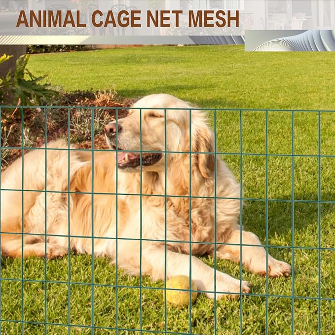 Tongmo 2 ft x 100 ft Green PVC Coated Welded Wire Fence, 16GA Garden Chicken Wire Fence Roll, Mesh Size 2" x 4" Hardware Cloth, Ideal for Yard Protection and Poultry Netting