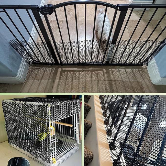 Plastic Wire Mesh Fence, 15.7IN x 59FT, Black, Poultry Animal Barrier Fence, Garden Netting with 200 Zip Ties