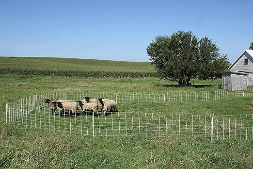 Starkline 35" x 164' Premium Electric Sheep & Goat Netting w/Double Spike Fiberglass Posts (9/35/8) Pre-Assembled Electric Fence for Backyards, Homesteaders, Farms and Ranches