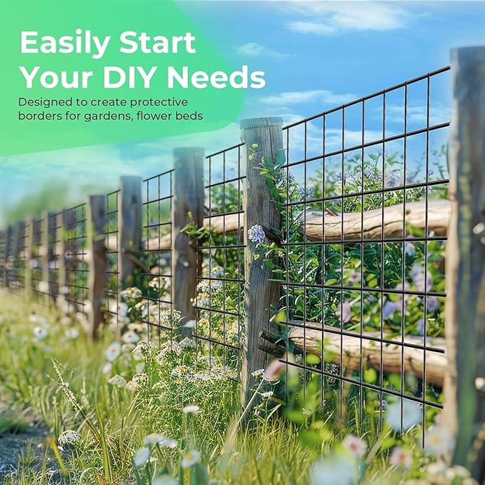 (36 in x 33 ft) Garden PVC Welded Wire Fence, Mesh Size 2 in x 3 in, 16-Gauge Welded Wire Fence, Poultry Protection Animal Fence, Includes Gloves and Pliers