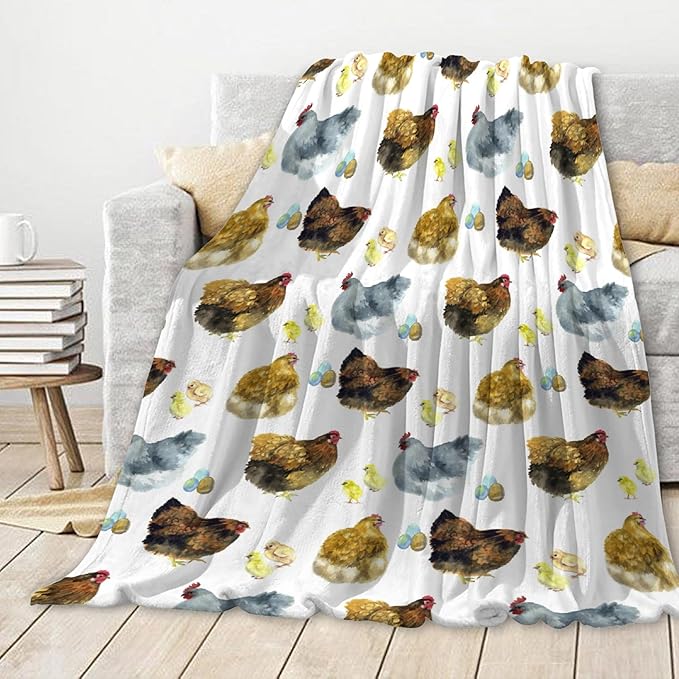 Chicken Throw Blanket | Gifts for Kids Boys Girls | Plush Cozy Rooster Bed Blanket for Home Decor | Decor for Bed/Couch/Sofa | 40"x50" Animal Lover Gifts