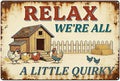 Funny Chicken Metal Sign Outdoor, Aluminum Farmhouse Wall Decor for Coop Door or Yard Area, Fluffy Humor Country Living Style, Rustic 8x12 Inch Gift