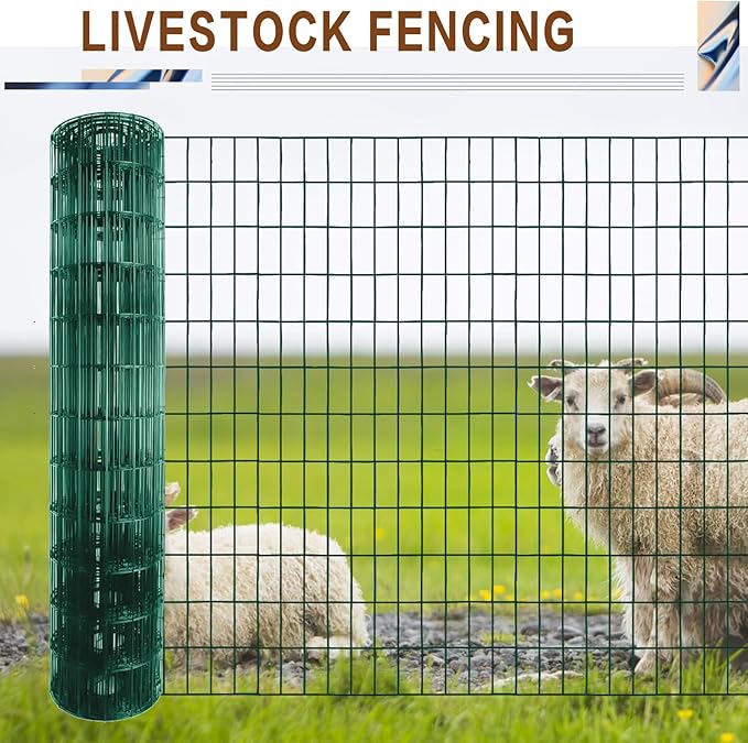 Tongmo 2 ft x 100 ft Green PVC Coated Welded Wire Fence, 16GA Garden Chicken Wire Fence Roll, Mesh Size 2" x 4" Hardware Cloth, Ideal for Yard Protection and Poultry Netting