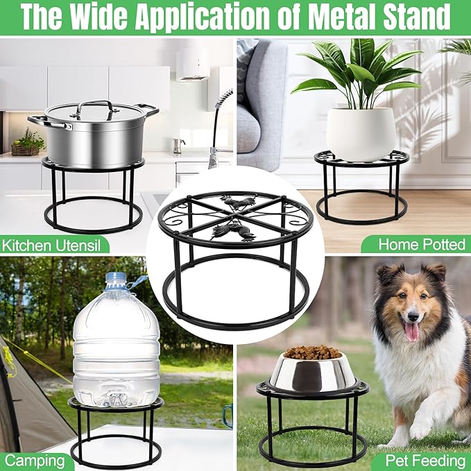 2 PCS Metal Stand for Chicken Feeder Waterer, Heavy Duty Chicken Feeder Stand Holder, Round Support Rack with 4 Rust-Resistant Iron Legs, Buckets Stand for Coop Poultry Indoor Outdoor Use, Black