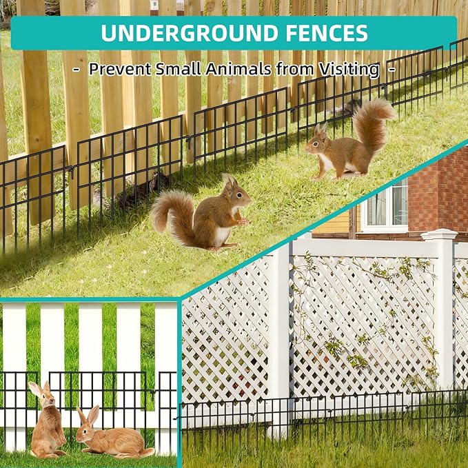 30 Panels Animal Barrier Fence, No Dig Fences, 13in(H) X 42.5ft(L) Garden Fence Animal Barrier for Rabbit and Dog Under Fencing Barrier, Rustproof Metal Fences Border for Outdoor, Yard, Patio