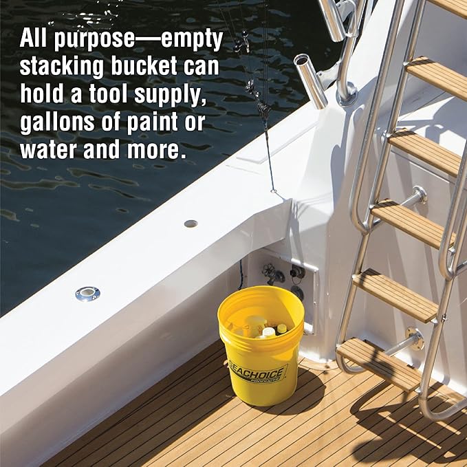 Seachoice 5-Gallon Plastic Bucket w/Metal Handle, Yellow
