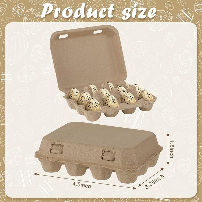 60 Pcs Quail Egg Cartons Paper Pulp Basket A Dozen Paper Crates Blank Cardboard Quail Egg Holder Container Reusable Storage Tray for Home Kitchen Refrigerator Farmhouse(3 x 4 Square,Gray)