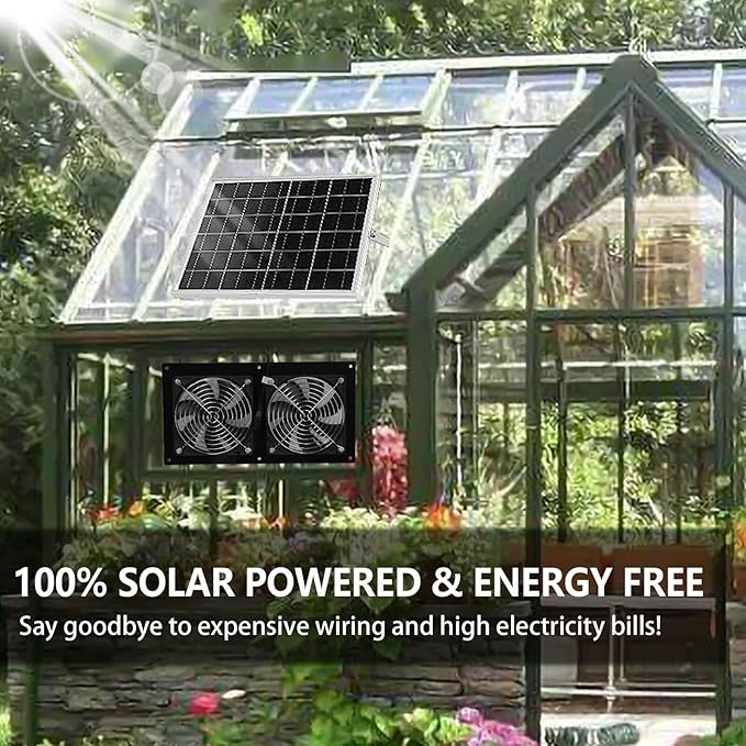 Solar Exhaust Fan, 15W Powerful Solar Fan for Chicken Coop, Easy Installation, Weatherproof, Ventilate Your Chicken Coop Shed Greenhouse Dog House with Zero Electricity Cost