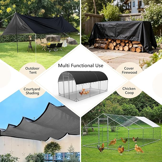 COSHNIBI Chicken Coop Cover, Equipped with Adjustable Elastic Rope, Suitable for Three-Unit Large Metal Chicken Houses, Waterproof and Sunproof Chicken House Sunshade Cloth, Only Cover
