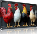 FunnySign Chicken Gifts Rooster Décor Four Rooster Not 3D Rustic Tin Sign for Home Farm Chicken Coop Decor 8x12 Inch (9704)