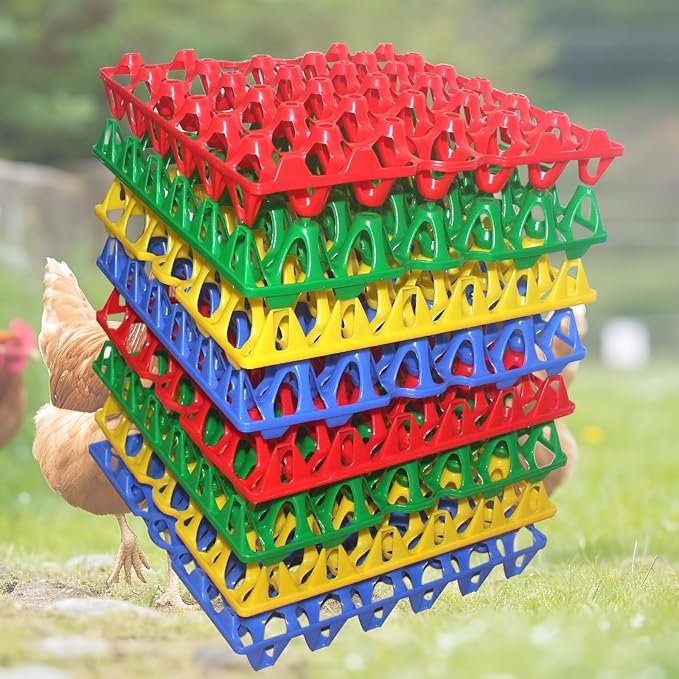 8 Packs Large Plastic Egg Tray 30-Grid Egg Crates Stackable Egg Cartons Reusable Egg Holder Big Egg Container for Home Chicken Farmers