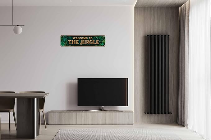 Vintage Tin Welcome To The Jungle Sign Retro Metal Sign Suitable For Home Street Shop Garage Bar Farm Garden - Multi-Purpose For Indoor/Outdoor Use Plaque 4x16 Inch