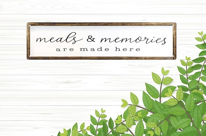 CSWLJS Farmhouse Kitchen Wall Decor Meals and Memories Are Made Here Sign Rustic Metal Kitchen Signs Dinning Room Wall Decor 4x16 In