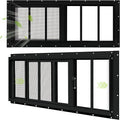 2 Pack Shed Windows, 12"x 29" Black Sliding Window Suitable for Chicken Coop, shed, Household, Barn - Transom Window with Tempered Glass and Fiberglass Screen (BK,12''x 29'')