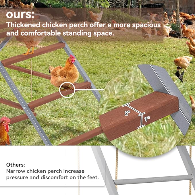PETSFIT Chicken Roosting Bar-Solid Wood and Rustproof Iron Design, Chicken Perch with Swing for Healthy Poultry-Ideal for Backyard Coops, Farms, Easy to Assemble and Clean