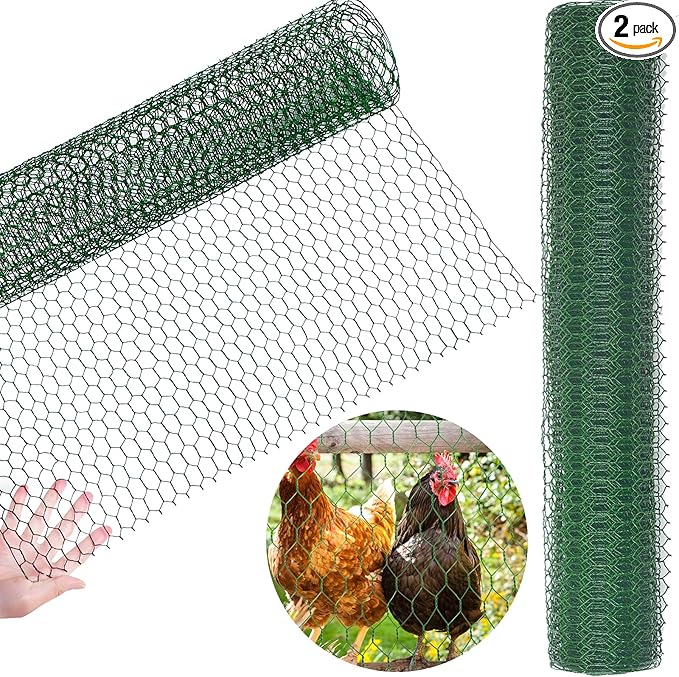 SATINIOR 2 Sheets Chicken Wire Net for Craft Work, Galvanized Hexagonal Wire Mesh (Green,13.7 x 160 Inches)